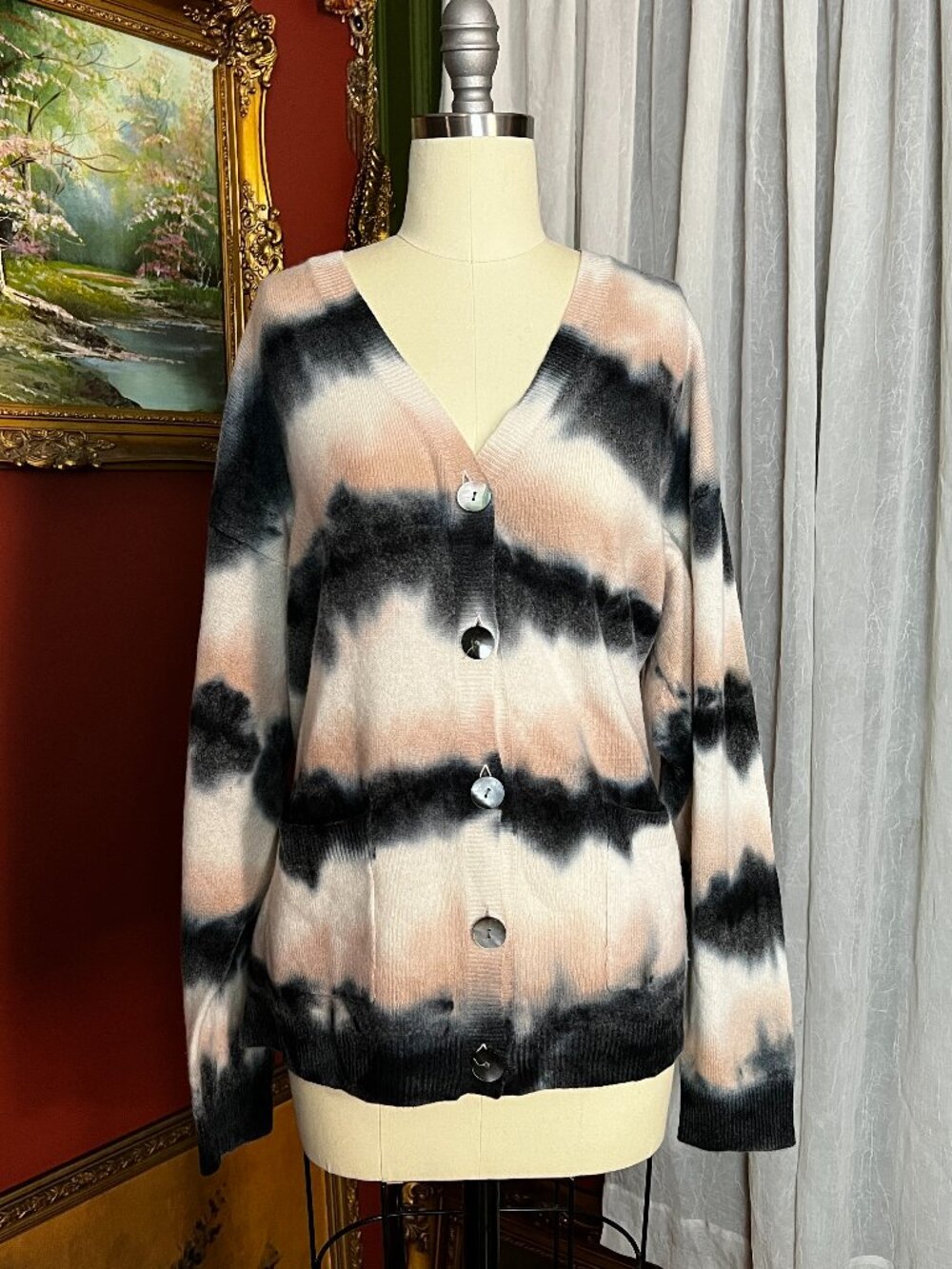 Tie Dye Cashmere Button Down Sweater